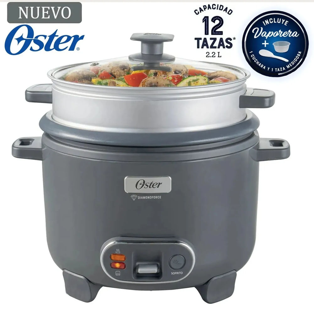 Olla Arrocera Sofrito Vaporera DiamondForce Oster CKSTRC12DFSKE 12 Tz Gris