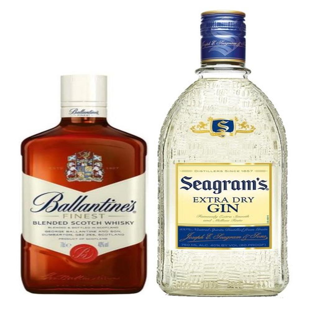 Whisky Ballantines Finest 700ml + Gin Seagrams
