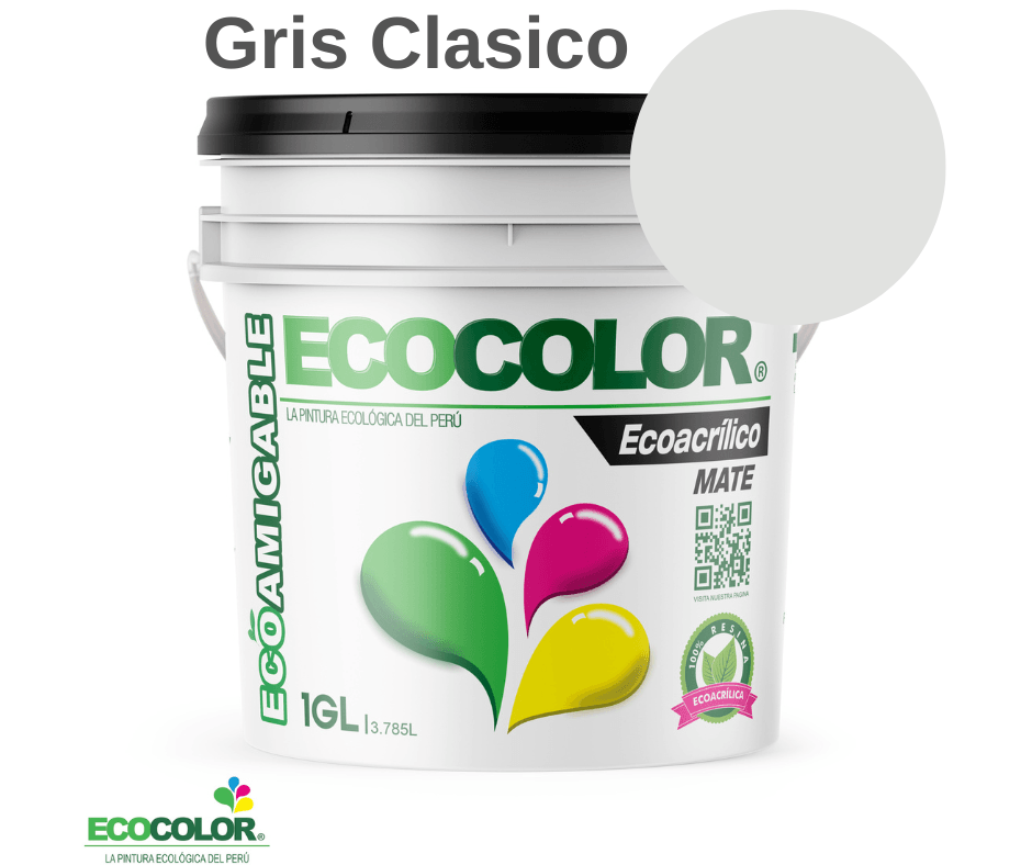 Pintura Ecológica ECOACRILICO MATE 1 Galón Gris Clásico