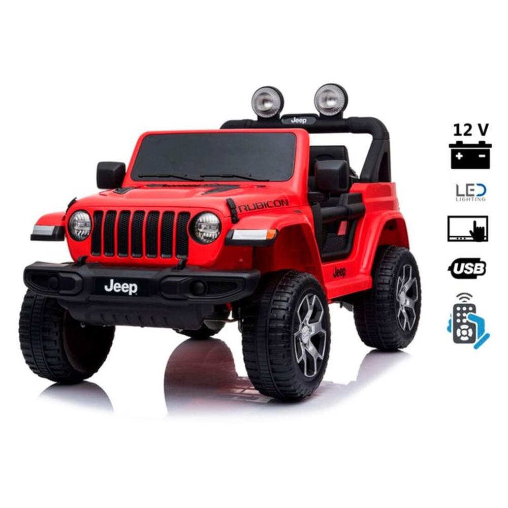 Jeep Wrangler Rubicon 12V Pantalla Video USB Rojo Jeep Wrangler Rubicon 12V Pantalla Video USB Rojo