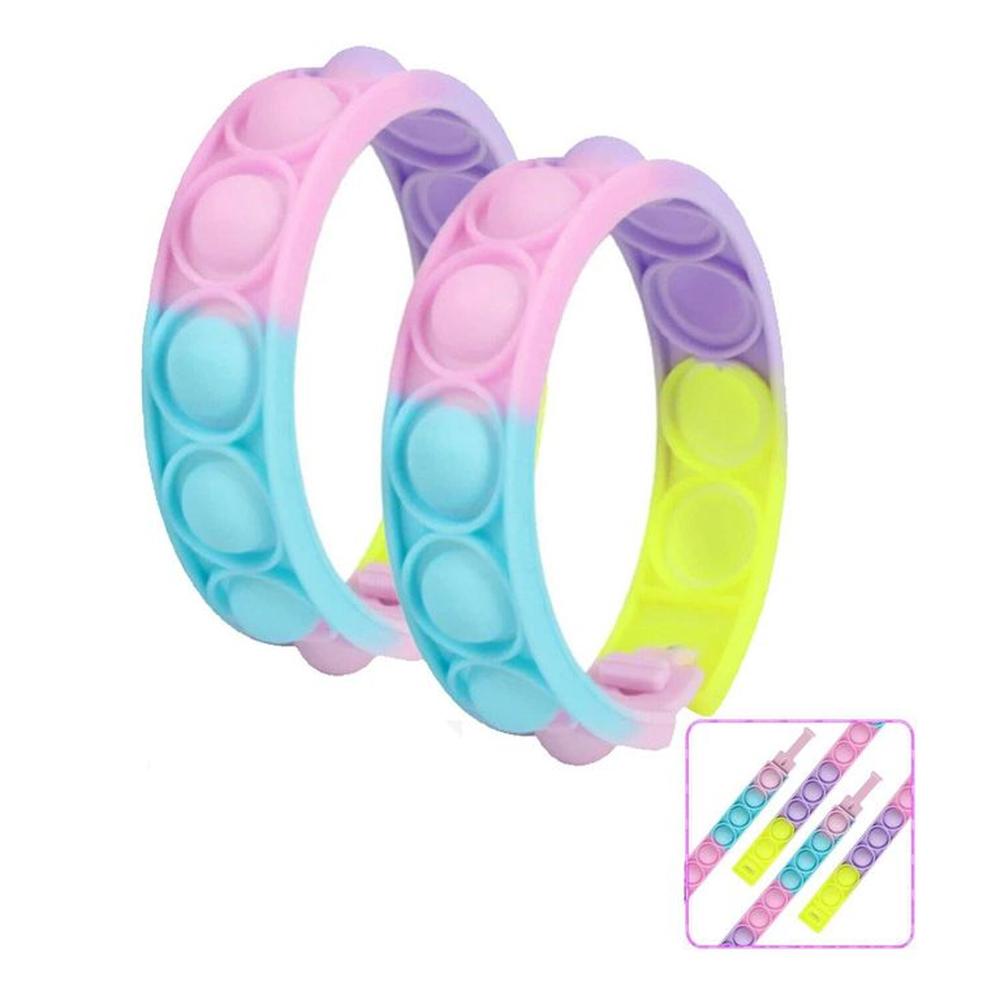 Pulseras POP IT Fidget Toy Anti estrés x2 Multicolor Pulseras POP IT Fidget Toy Anti estrés x2 Multicolor