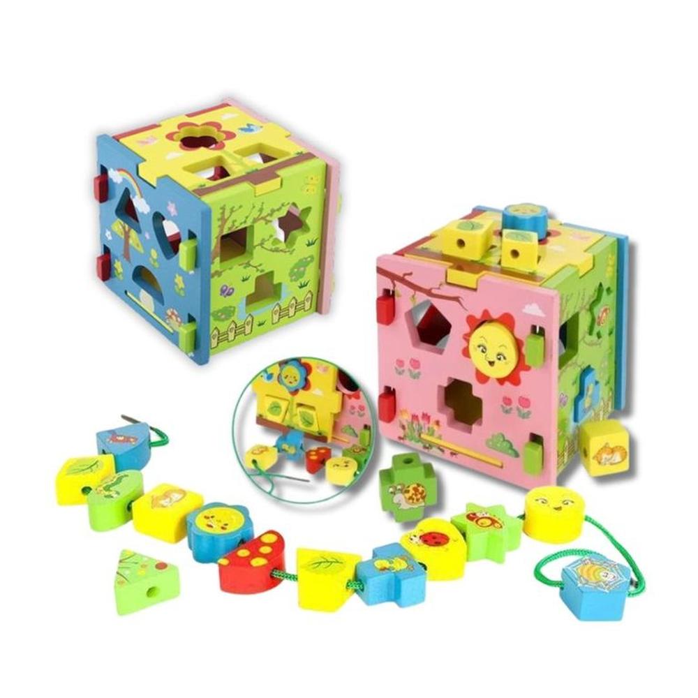 Cubo Didáctico de Enhebrado y Encaje de Colores para Niños Cubo Didáctico de Enhebrado y Encaje de Colores para Niños