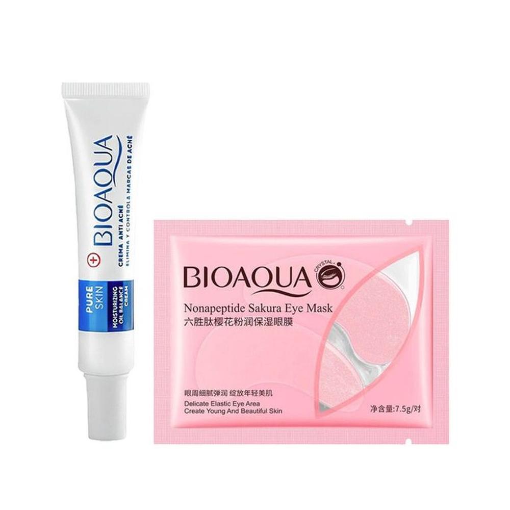 Crema Facial Eliminadora de Acné + Parches para ojos Sakura.