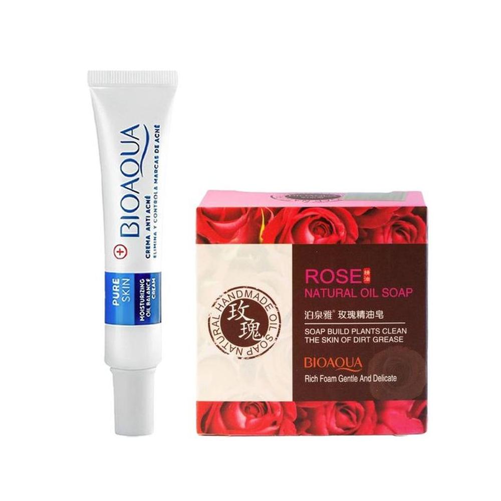 Crema Facial Eliminadora de Acné + Jabón Antiacné de Rosas