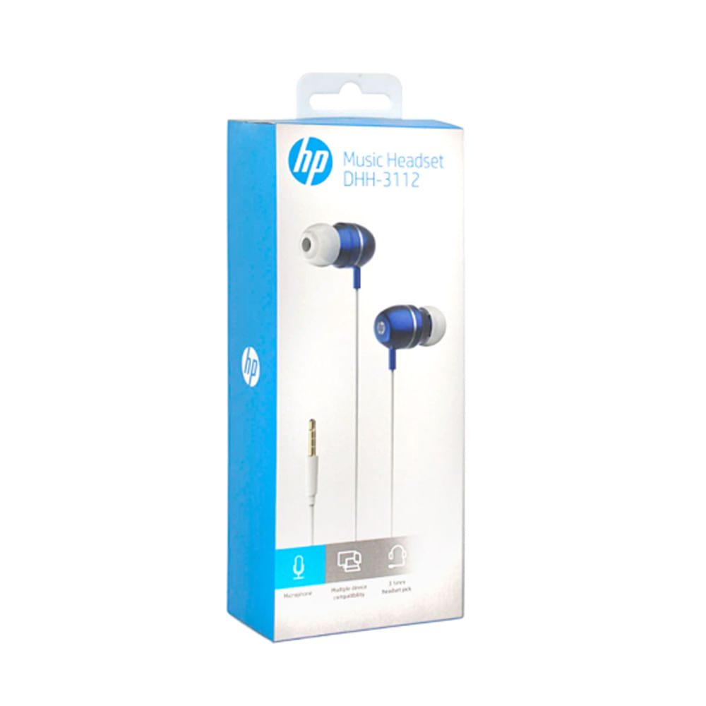 Audífonos In-Ear HP 2B287AA Azul con Micrófono y Control de Volumen - Conector Jack 3.5mm