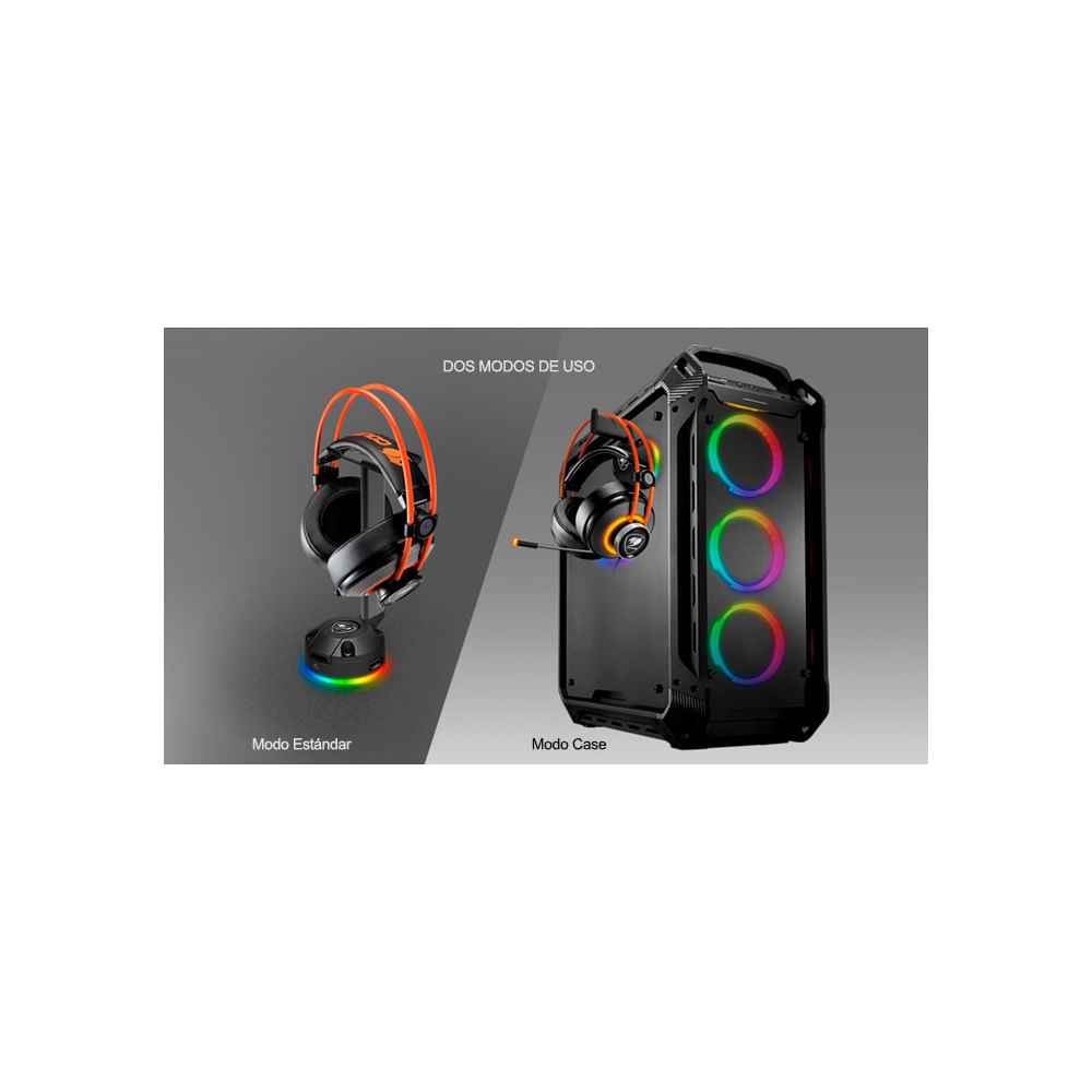 Soporte para auriculares Cougar Bunker S RGB con iluminación LED y diseño ergonómico