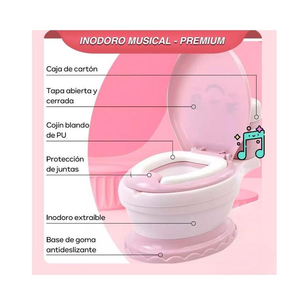 Inodoro Bacin de Entrenamiento Musical para Niños Rosado