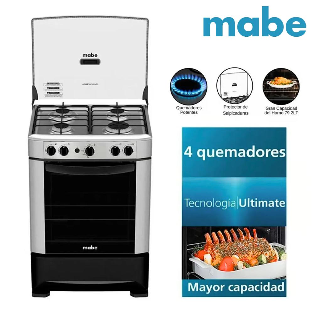 Cocina MABE CMP6014AG1 4 Quemadores Silver