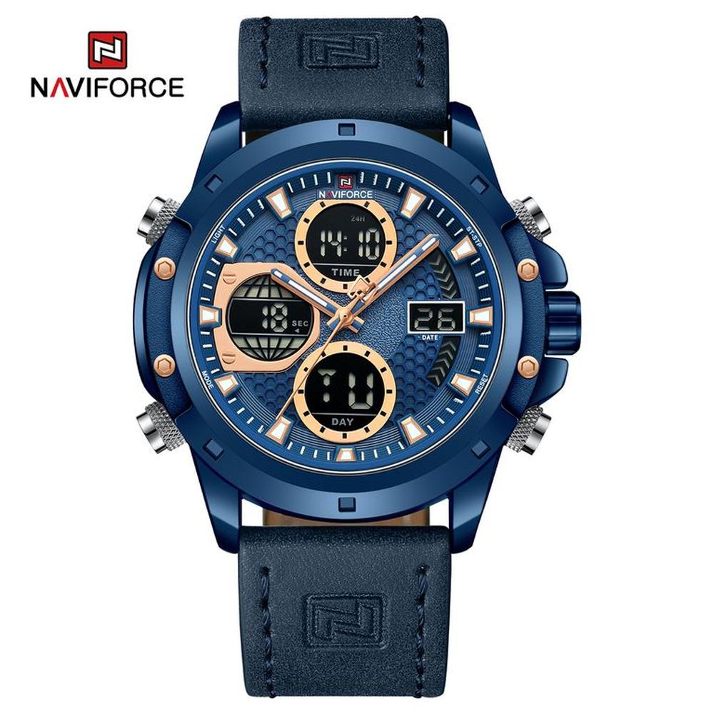 Reloj Naviforce 9225NF Caballero Azul Digital Analógico Cuero
