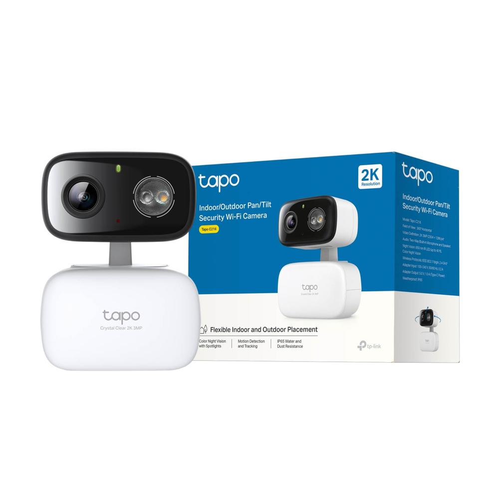 Cámara Vigilancia Tapo C216 3MP 2K 360 Vision Noche Exterior Alarma