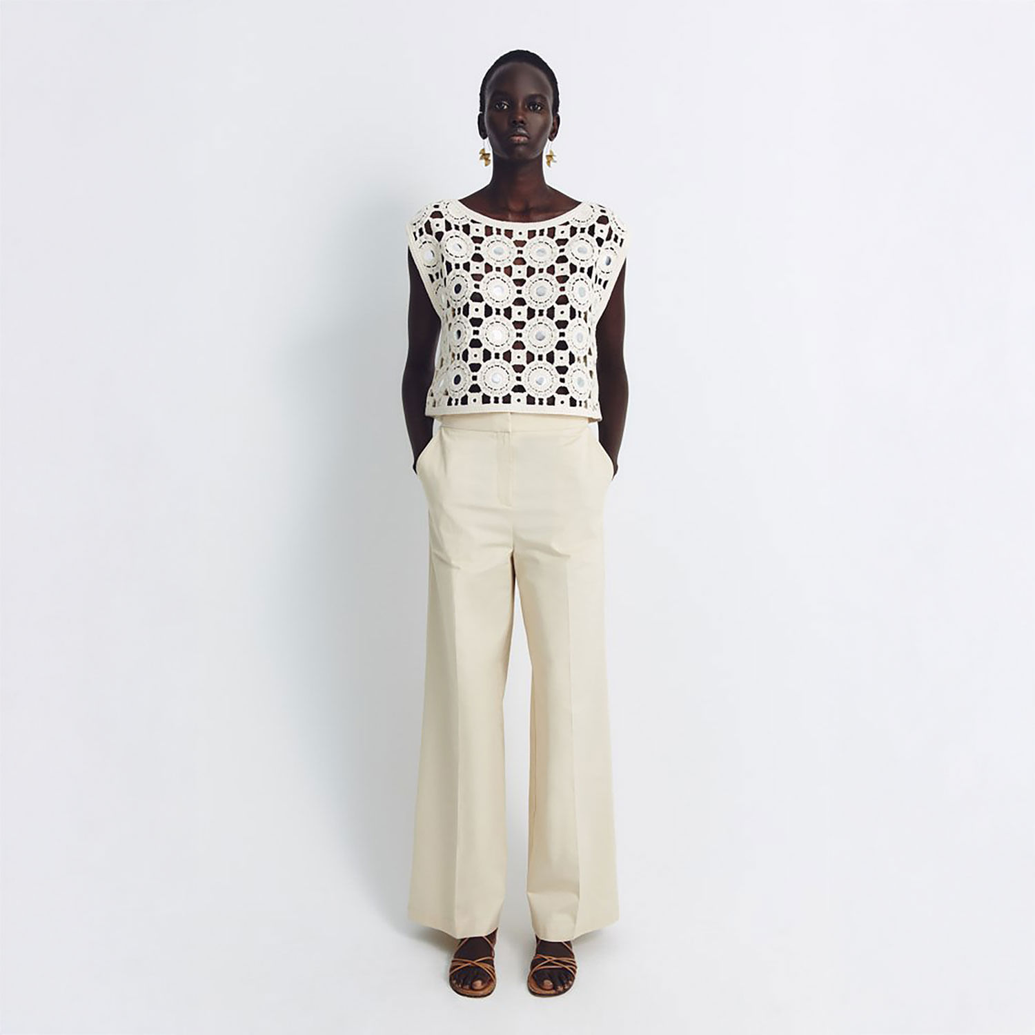 Pantalón Mujer Sfera Algodón Blanco