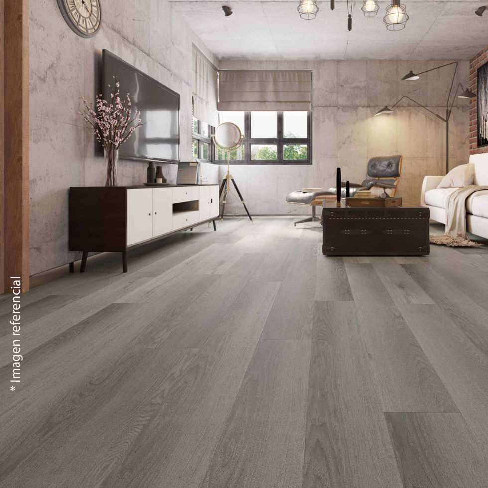Piso Click SPC Roble Neptuno 180x22cm 2.46m2 Piso Click SPC QUIET TEK XL Roble Neptuno 204 - 7mm Espesor - 2.4624 m2