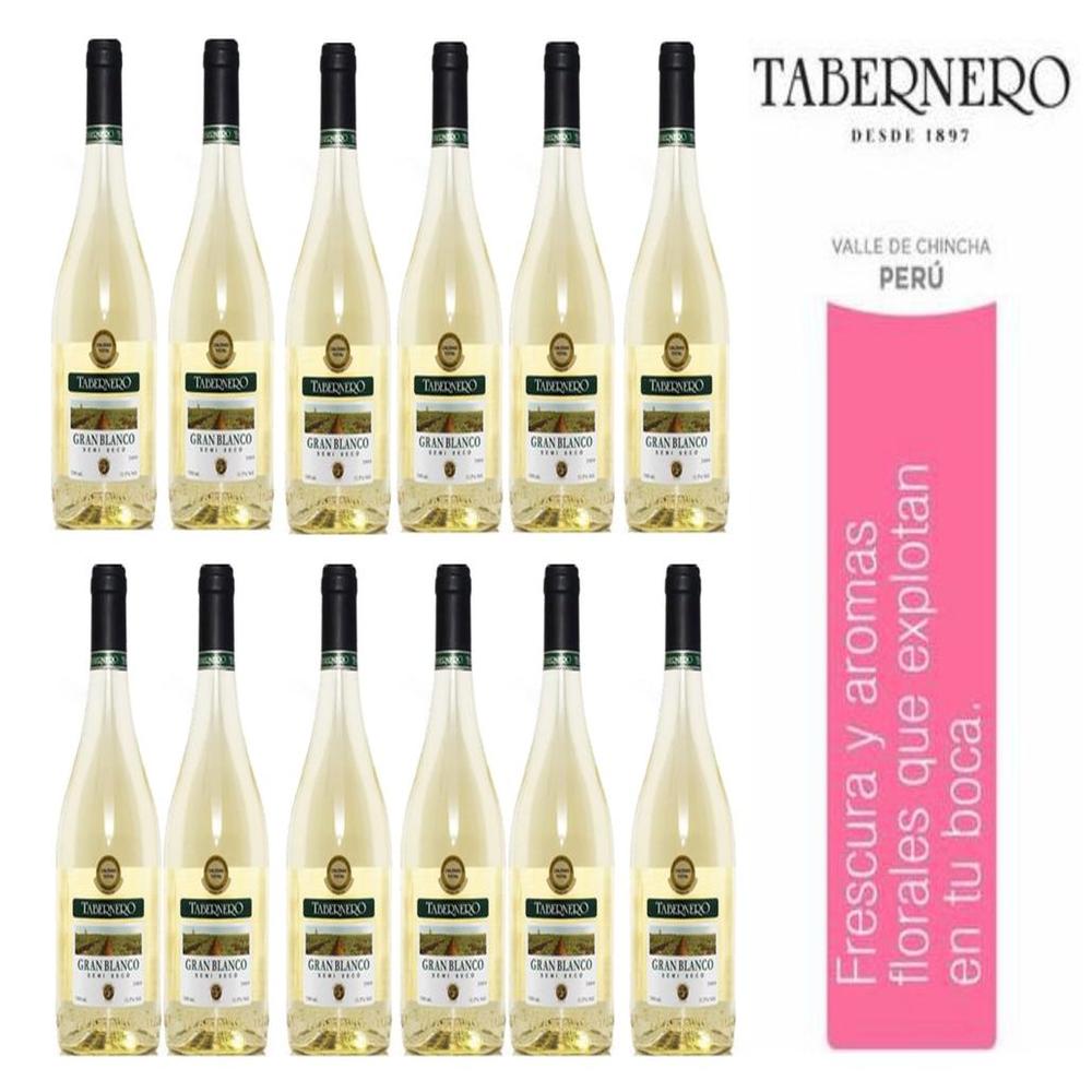 Vino Tabernero Gran Blanco Semi Seco 750ml - 12 UND