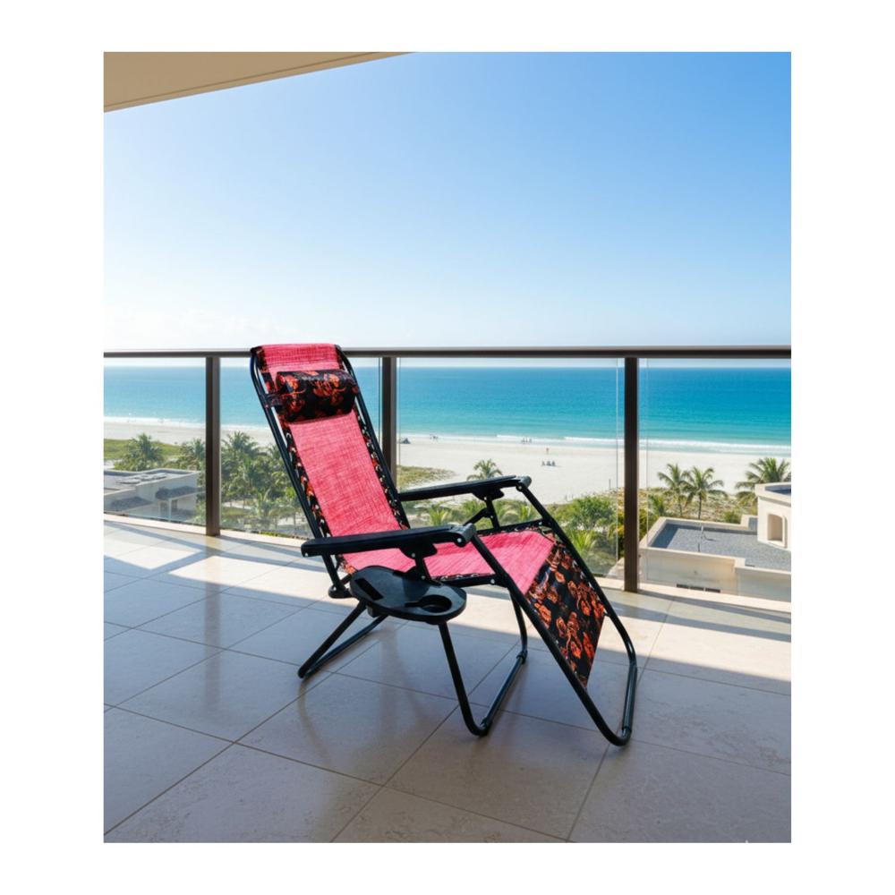 Silla Perezosa Reclinable Rosas con Posa Vasos Silla Perezosa Reclinable Rosas con Posa Vasos