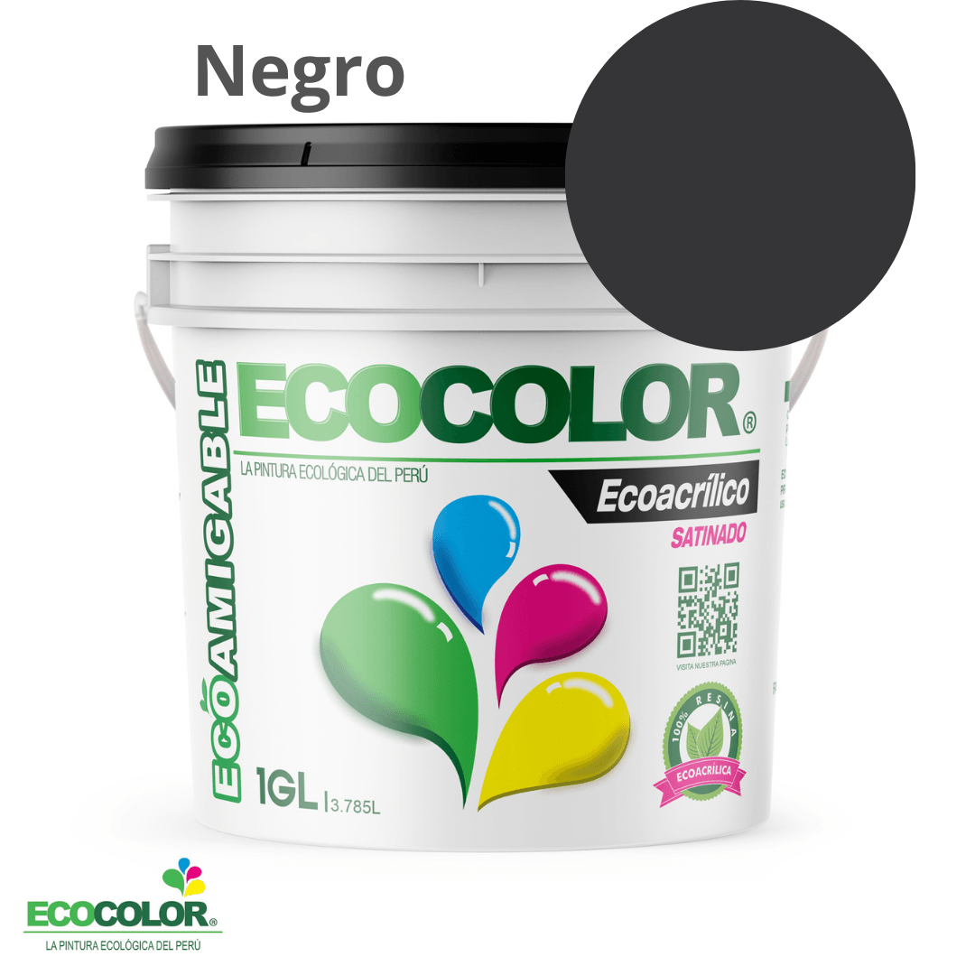 Pintura Ecológica ECOACRILICO SATINADO 1 Galón Negro