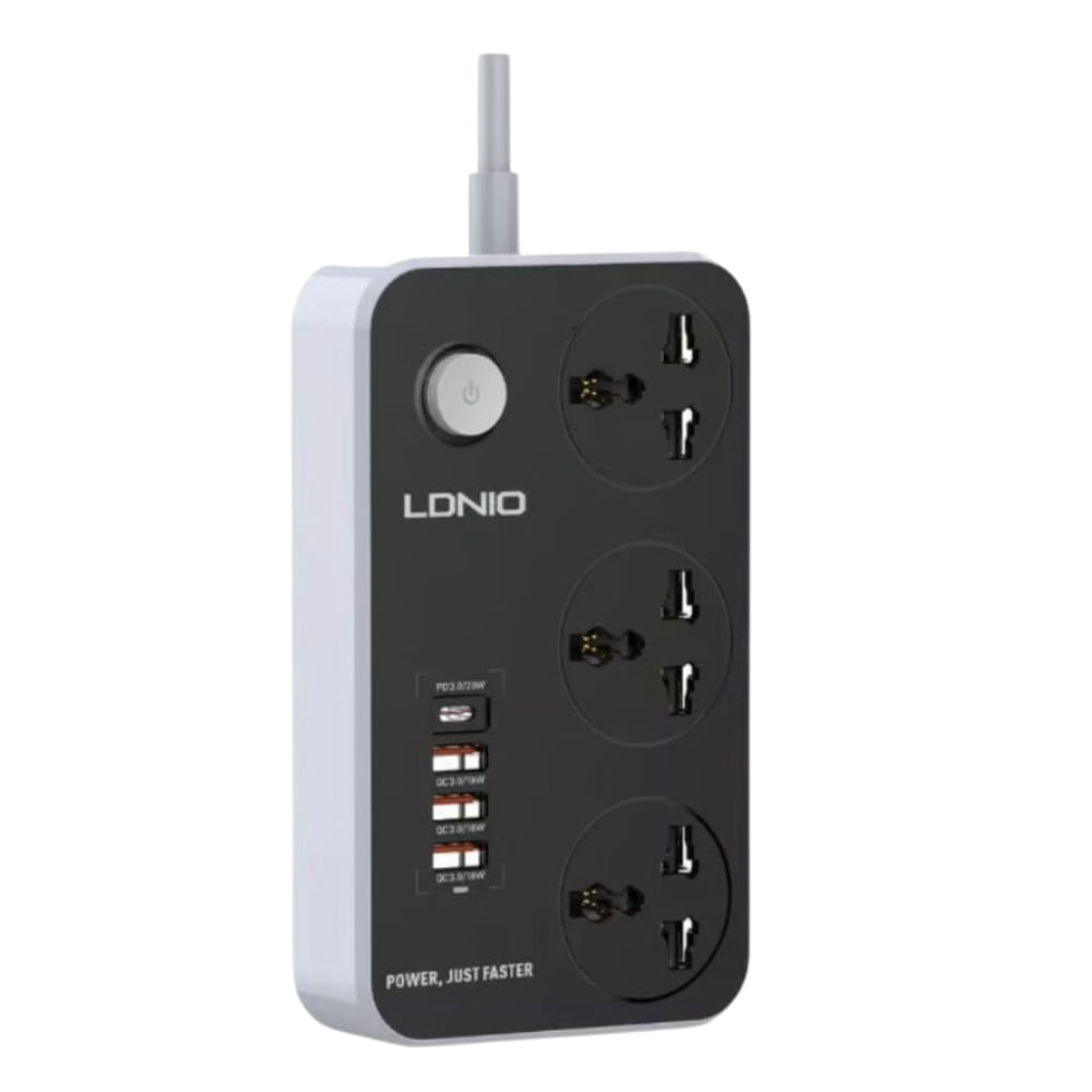 Supresor De Picos Extensión LDNIO 3 Tomas Universales 3 USB-A y 1USB-C Supresor De Picos Extensión LDNIO 3 Tomas Universales 3 USB-A y 1USB-C