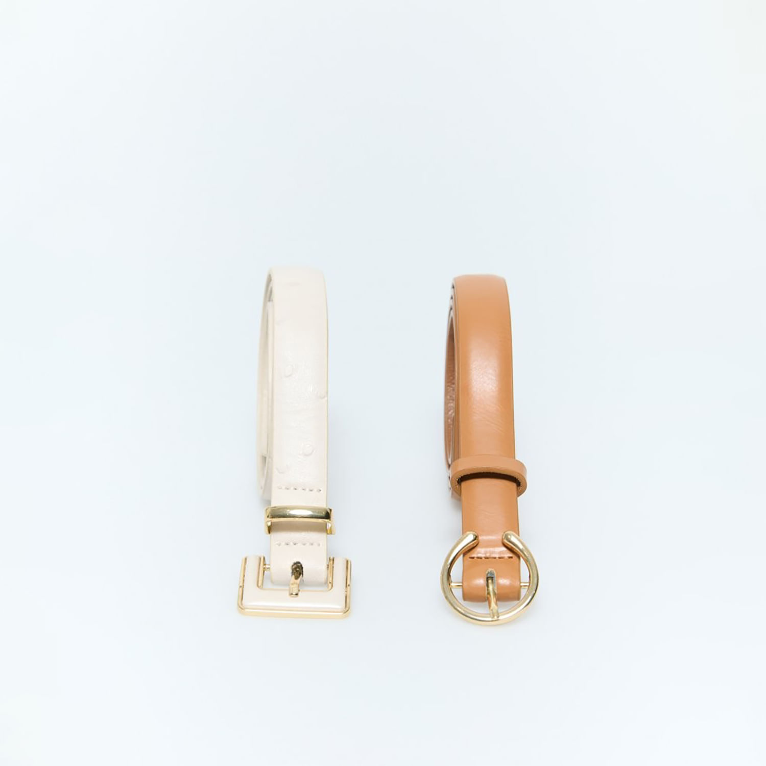 Set X2 Correa Mujer Sfera Basico Hebilla Cuadrada Camel