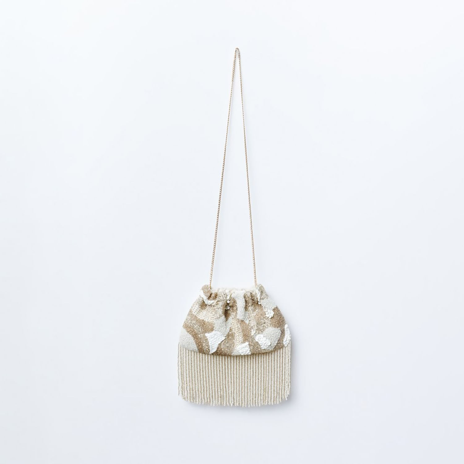 Bolso Mujer Sfera Beads Clutch Flecos Crudo