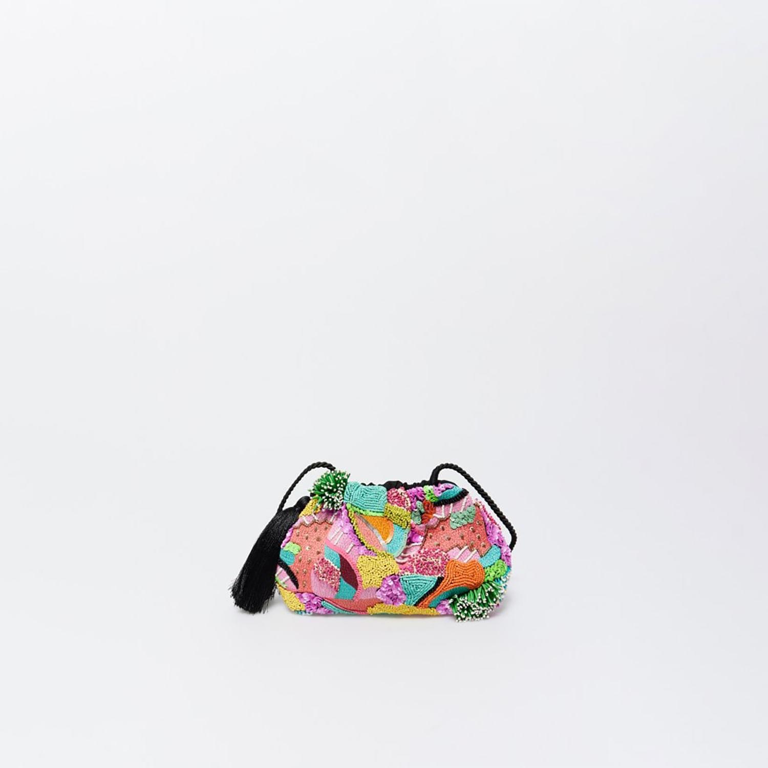 Bolso Mujer Sfera Beads Clutch Multi Negro