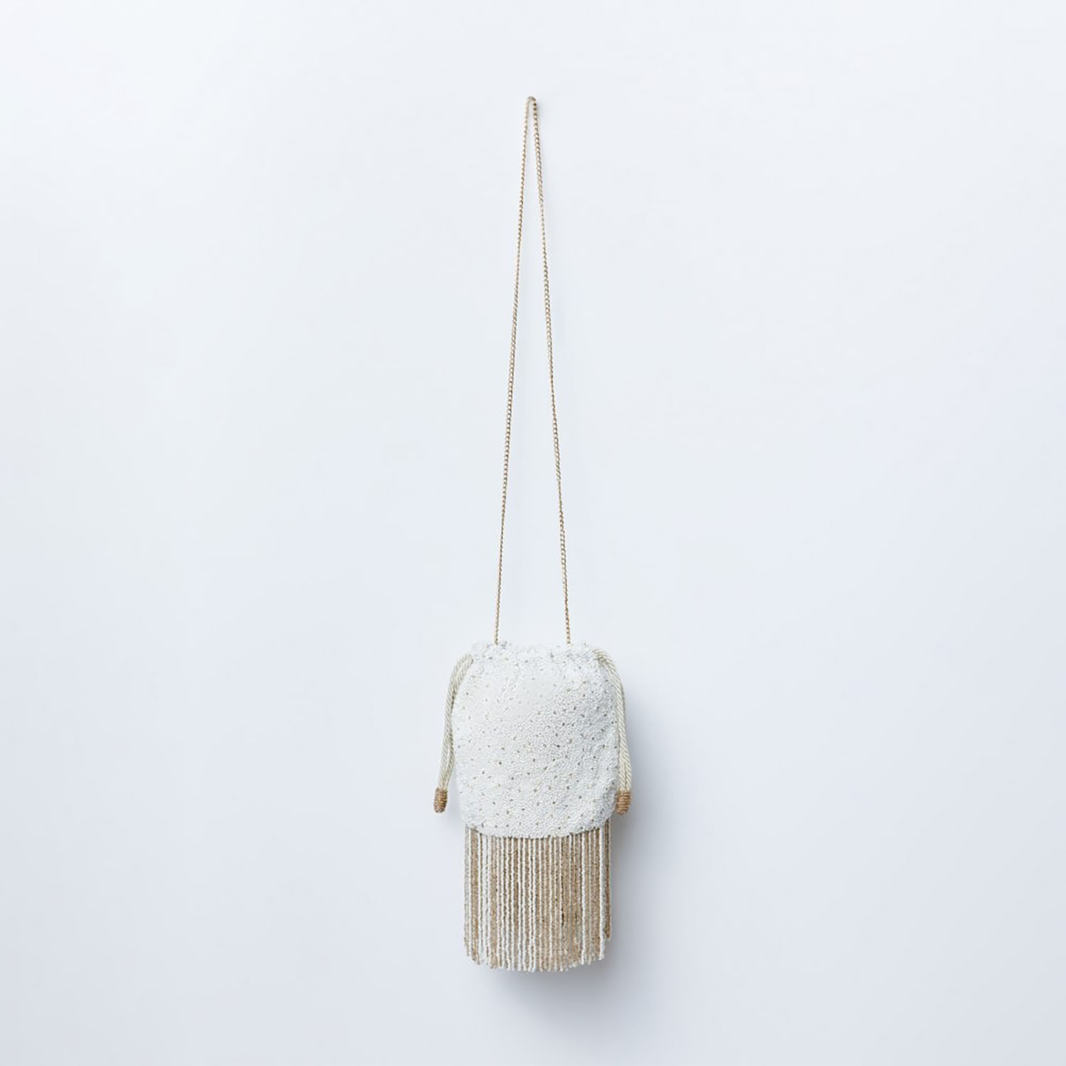 Bolso Mujer Sfera Beads Flecos Blanco