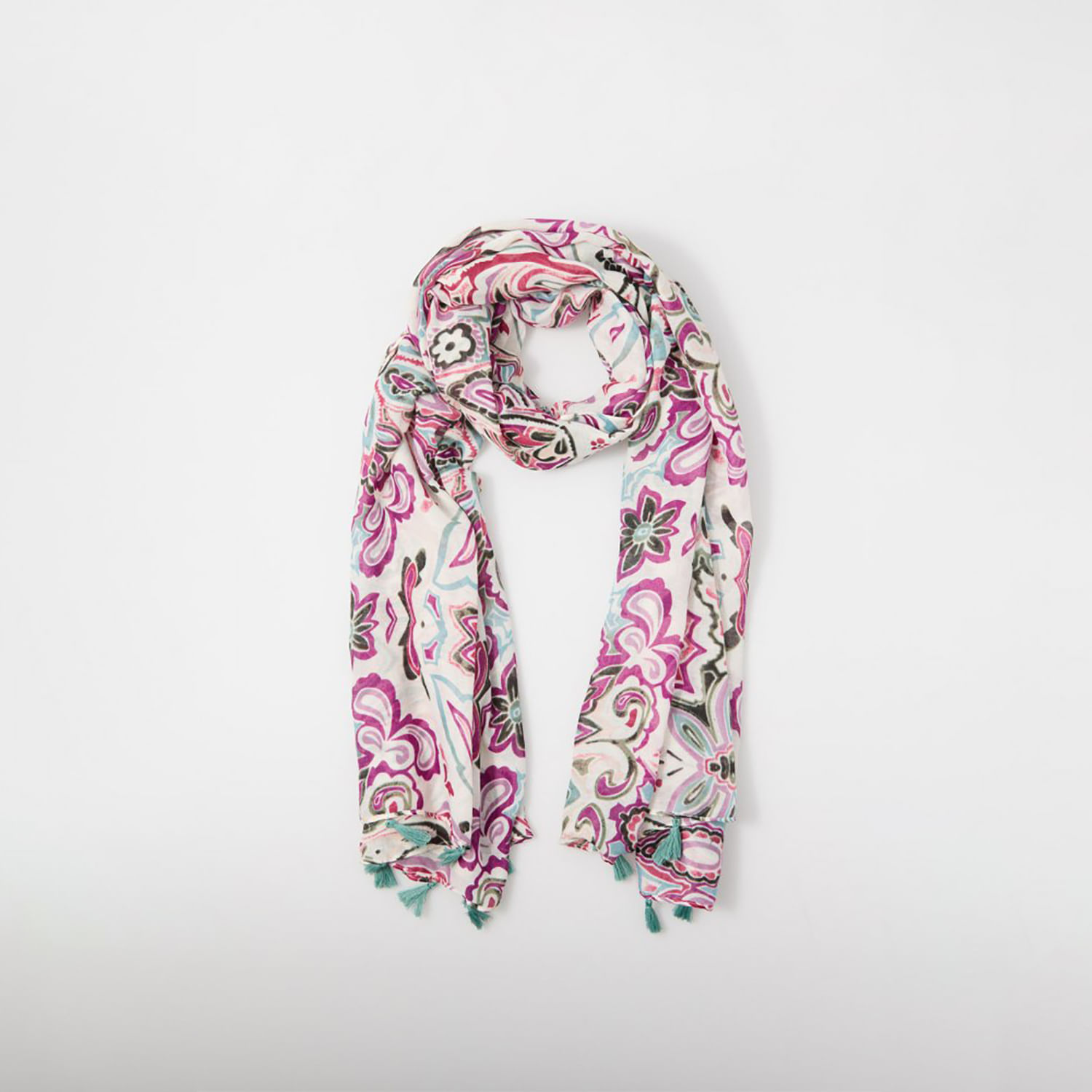 Chal Mujer Sfera Pañuelo Florecitas Rosa Pastel Blanco