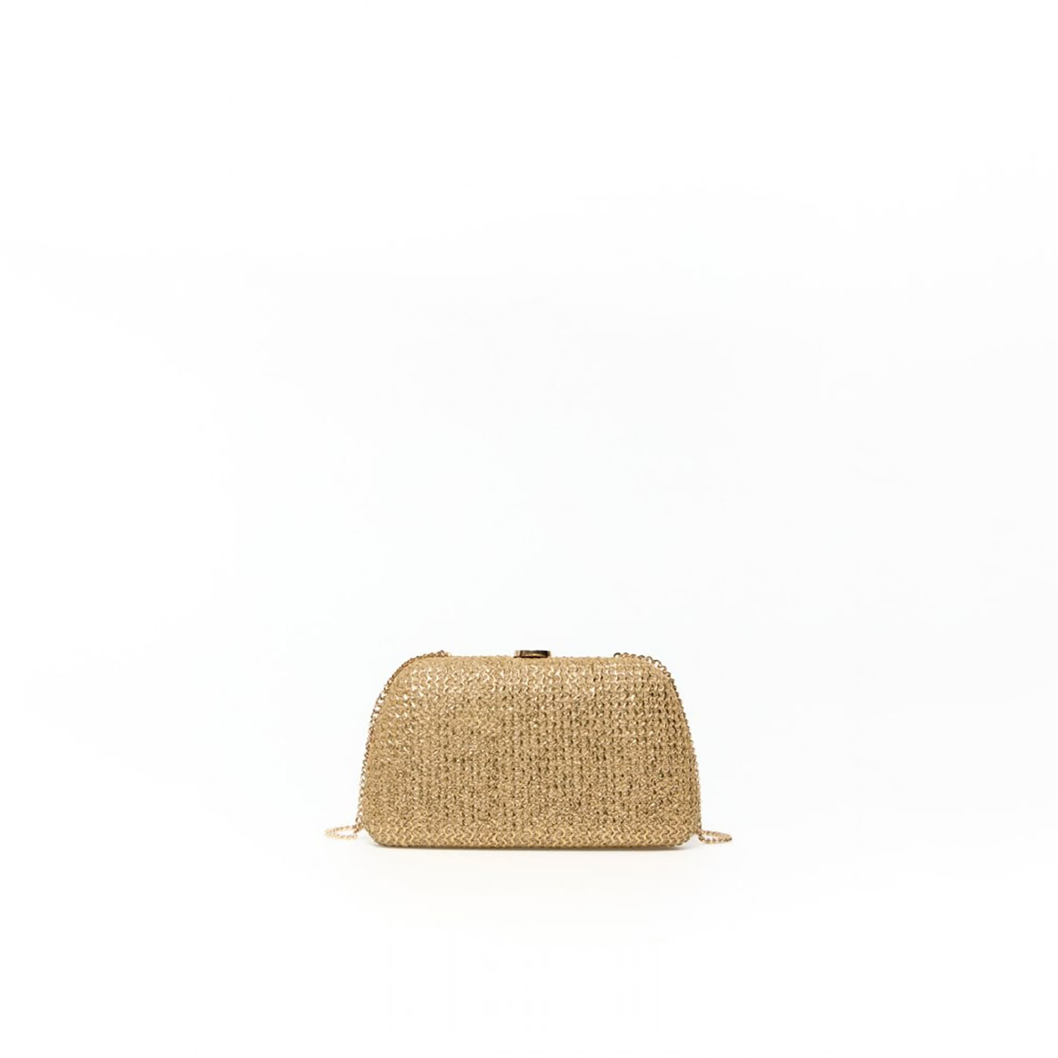 Bolso Mujer Sfera Caja Rafia Brillo Oro