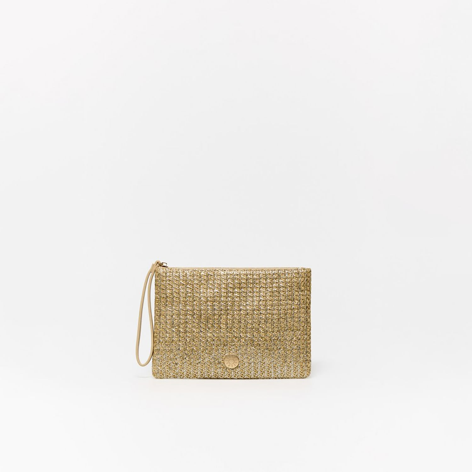 Monedero Mujer Sfera Rafia Neutro Plata