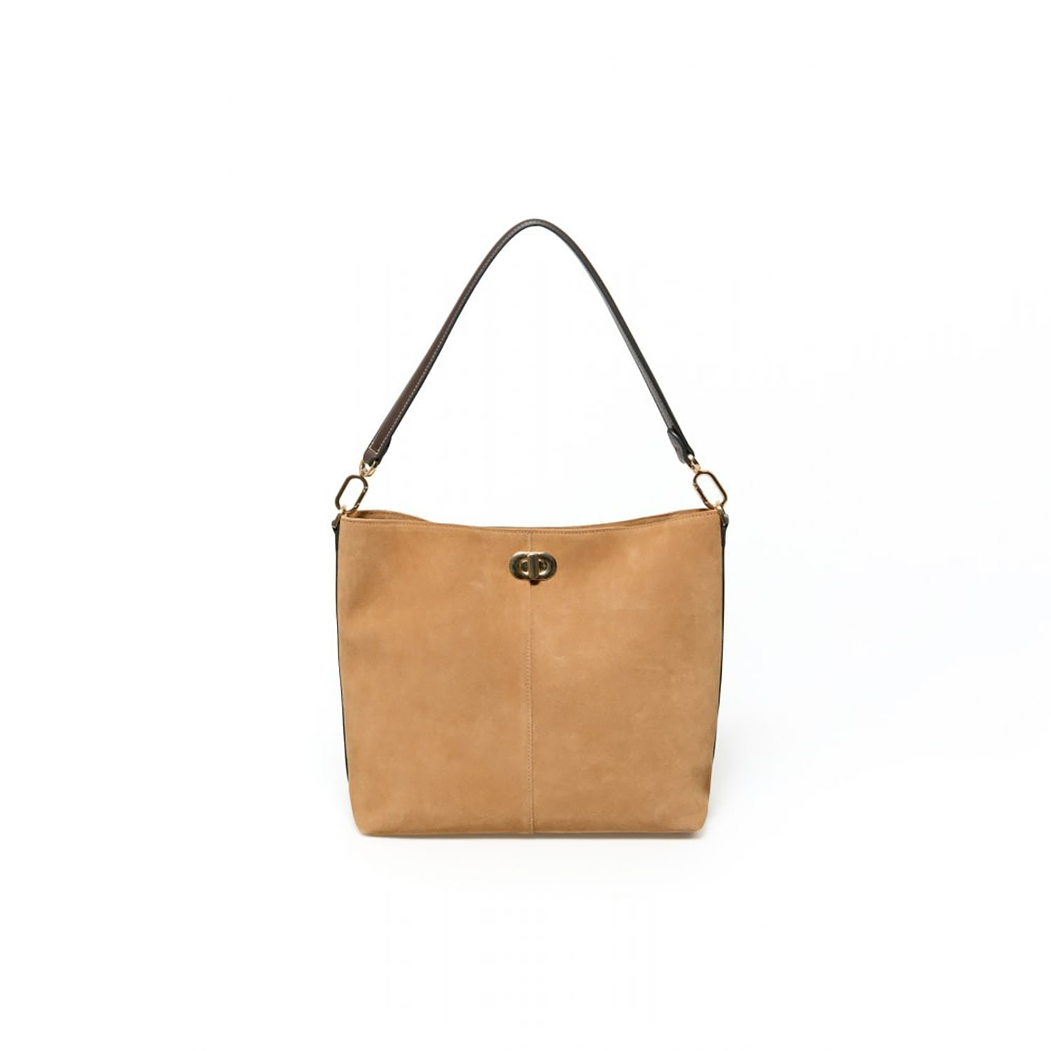 Bolso Mujer Sfera Hobo Piel Broche Camel