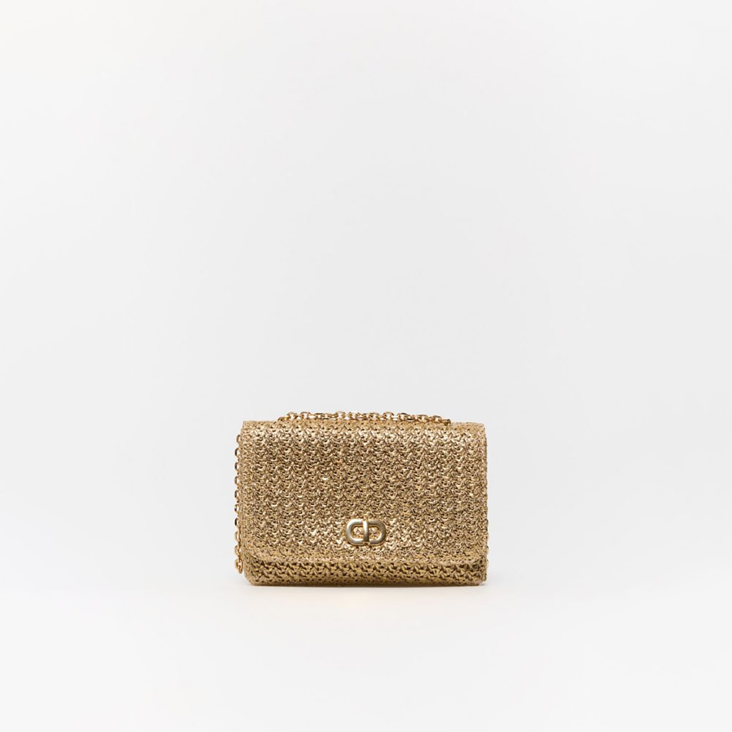 Bolso Mujer Sfera Crossbody Rafia Broche Oro