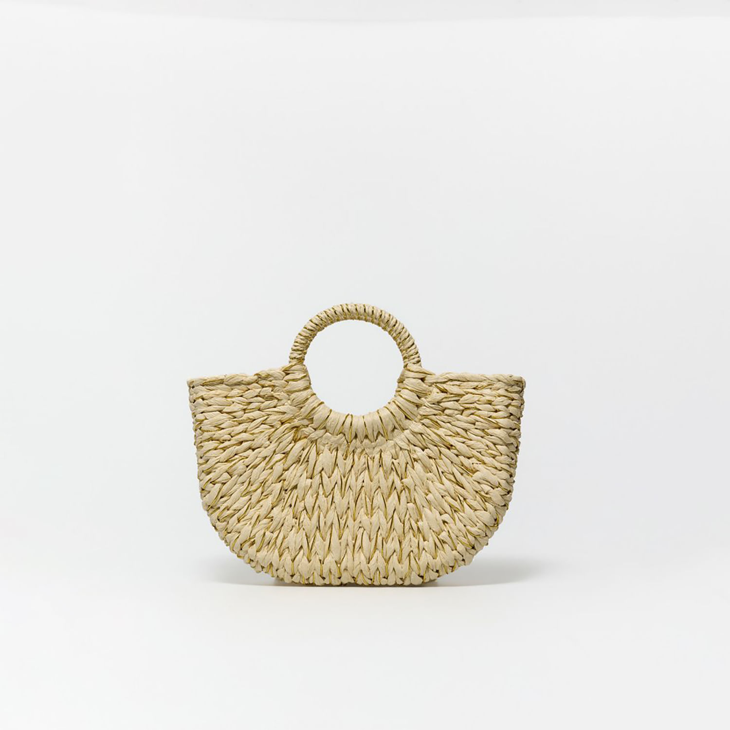 Bolso Mujer Sfera Cesta Rústica Lurex Crudo