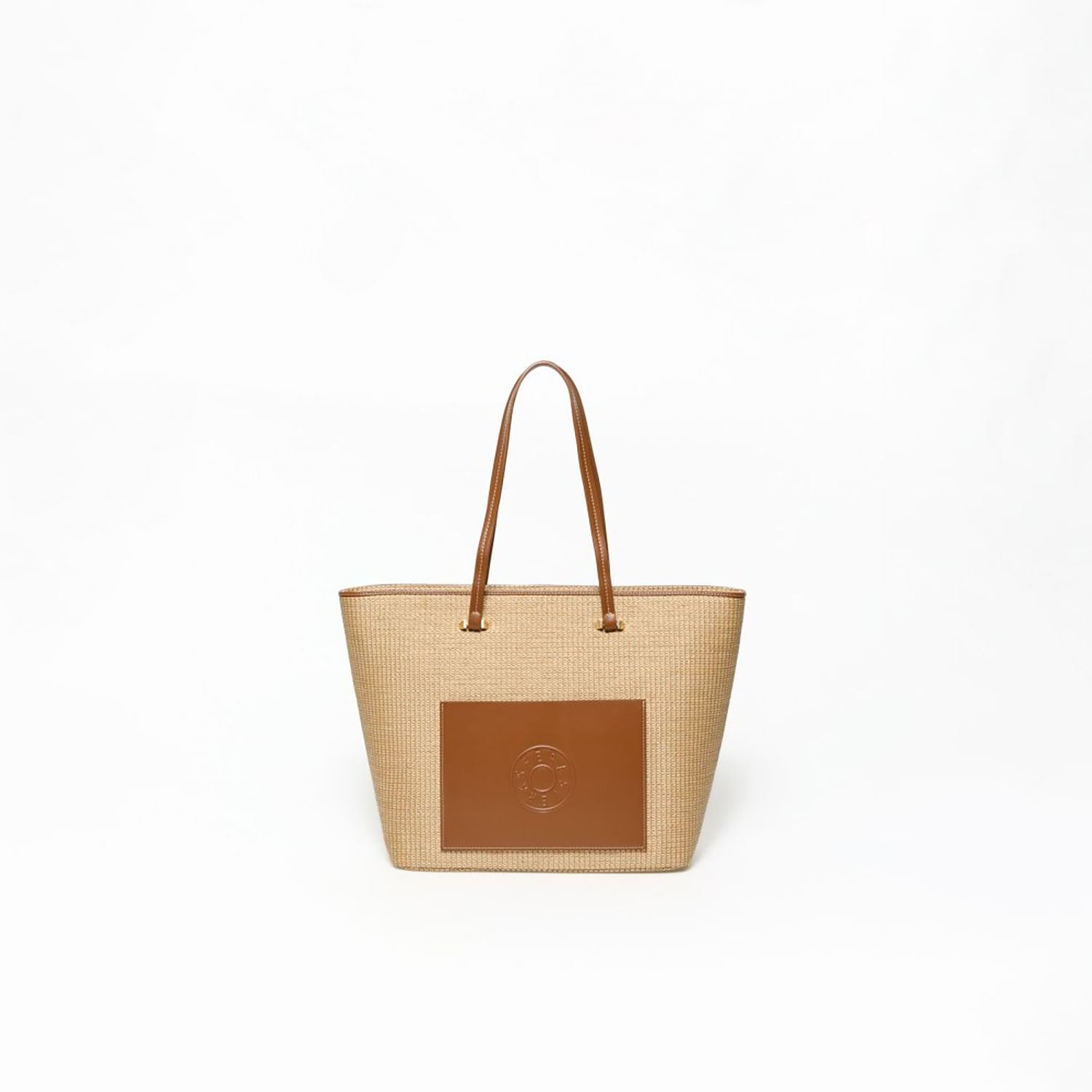 Bolso Mujer Sfera Rafia Bolsillo Beige