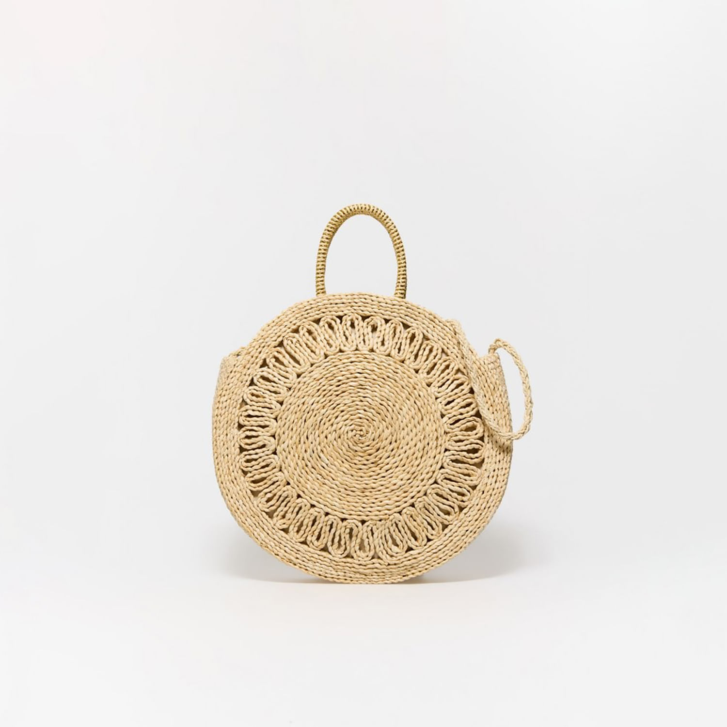 Bolso Mujer Sfera Rústico Redondo Blanco