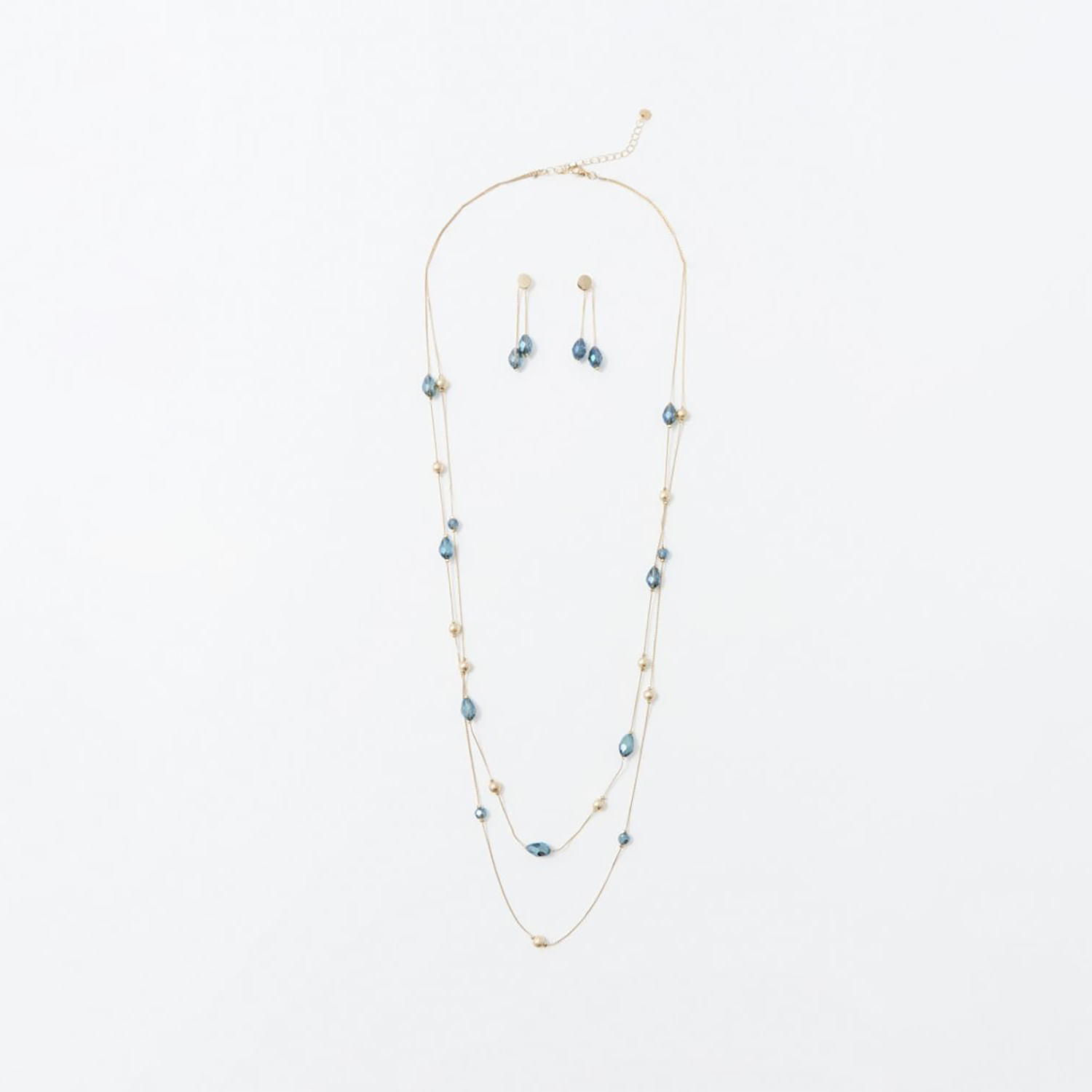 Conjunto Mujer Sfera Multifila Facetadas Azul