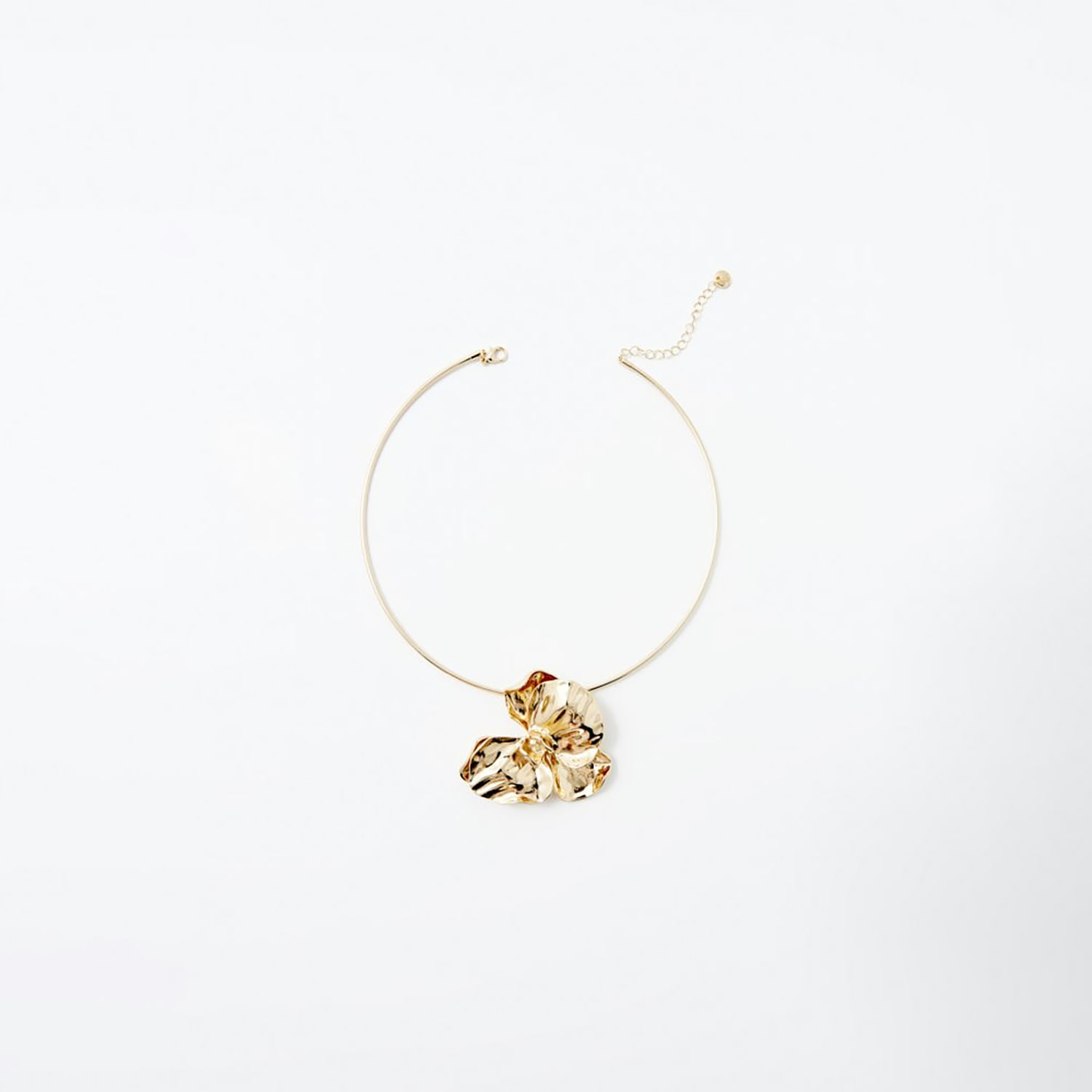 Collar Mujer Sfera Choker Flores Plastic San Qd Oro