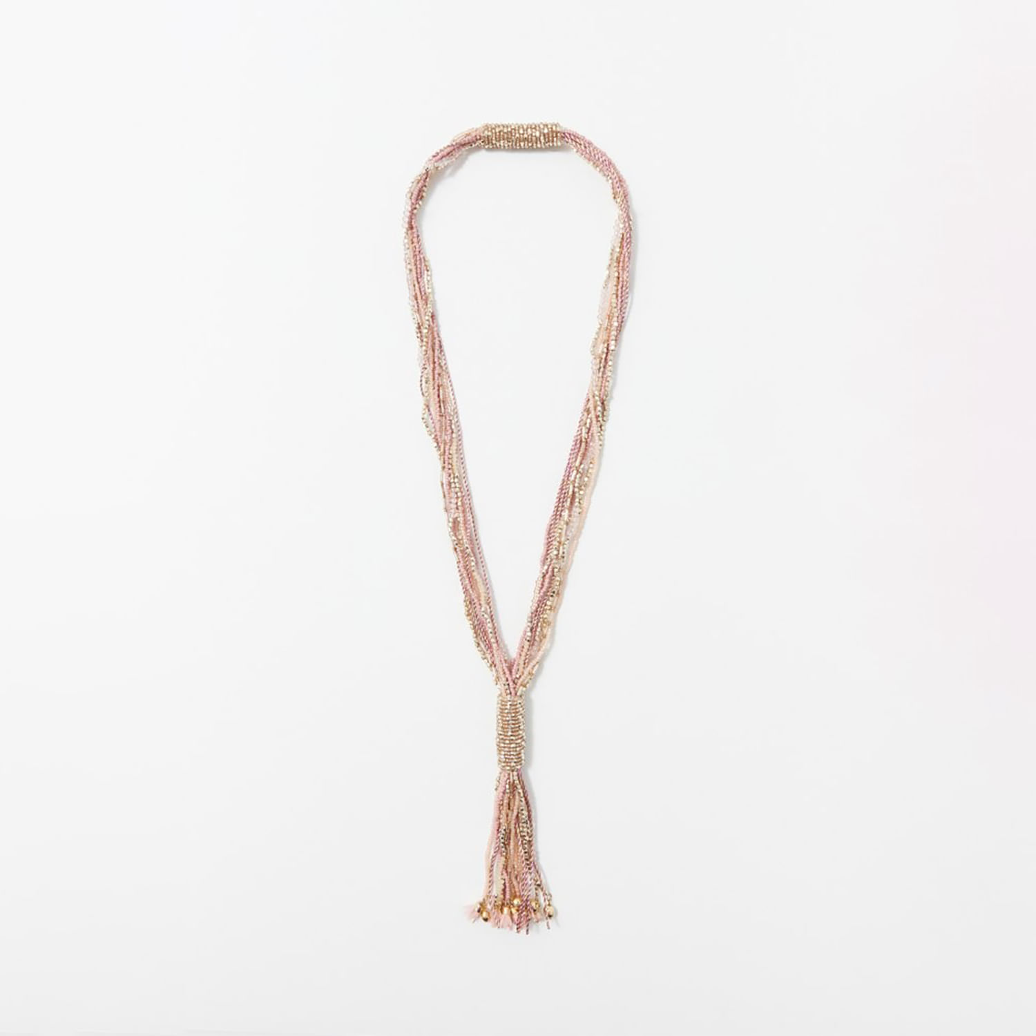 Collar Mujer Sfera  Nudo Piedras Rosa