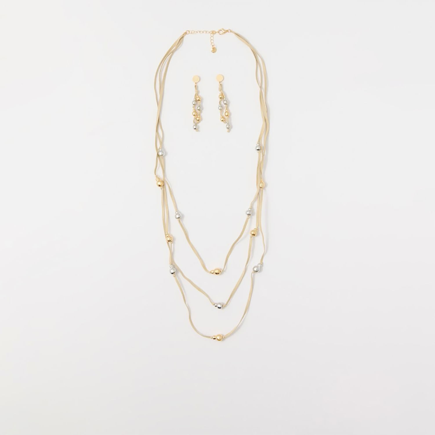 Set Mujer Sfera Metal Cuerdas Dorado