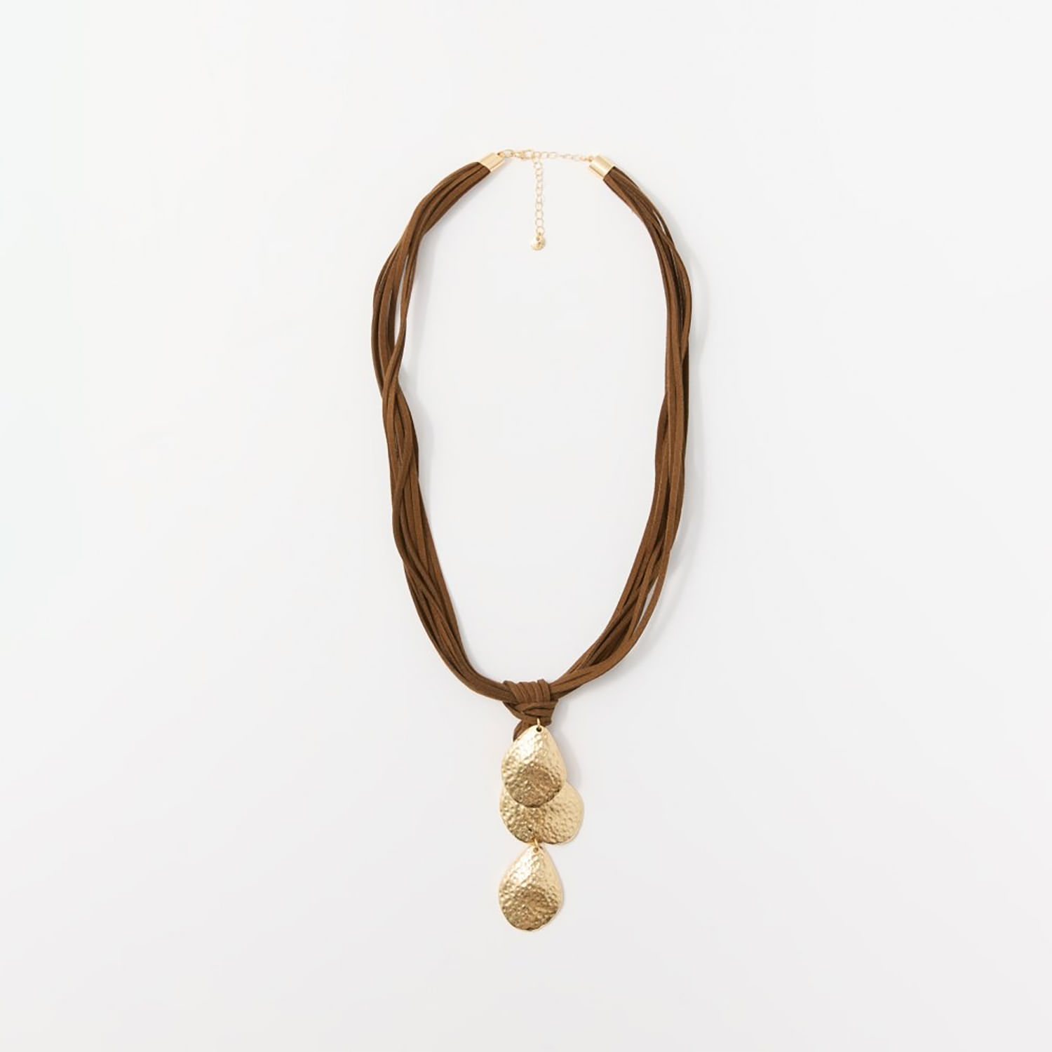 Collar Mujer Sfera  Cordones Nudos Chapitas Oro