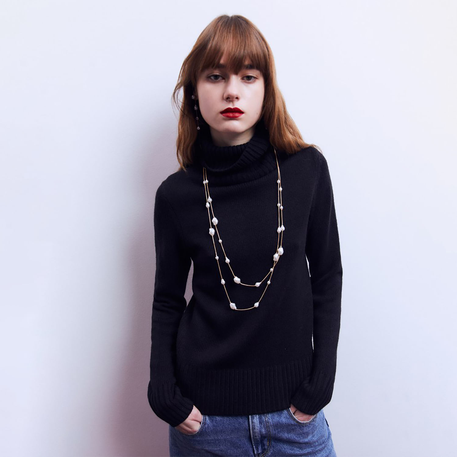 Conjunto Mujer Sfera Multifila Perlas Oro