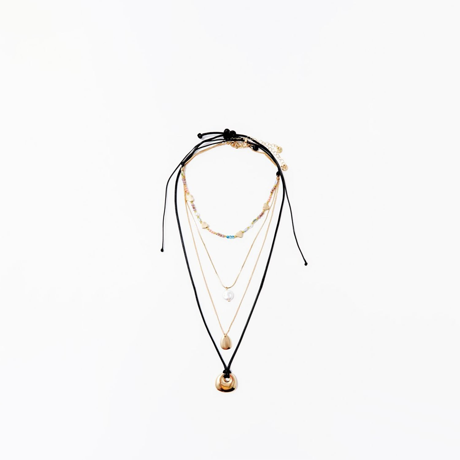 Set Mujer Sfera 4 Collares Cordón Oro