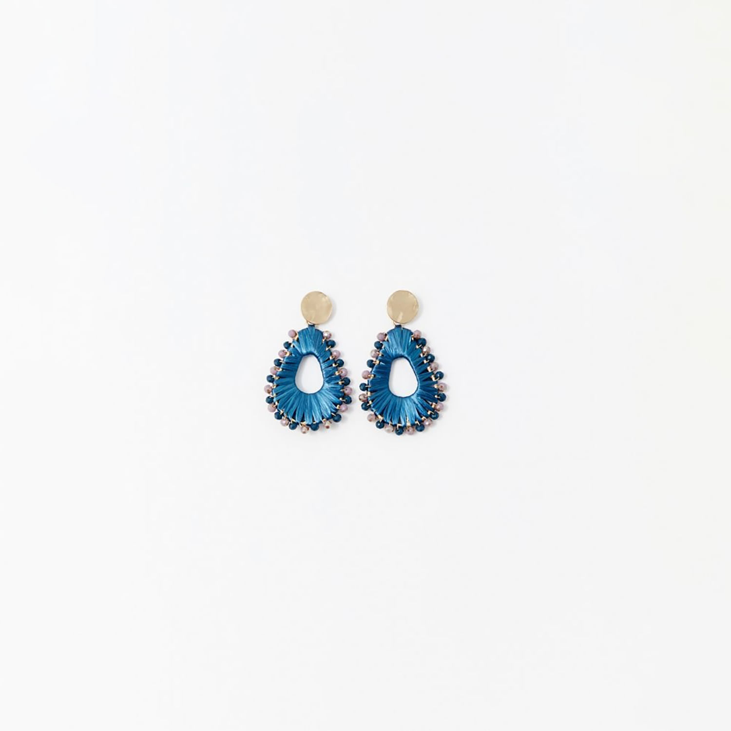Aretes Mujer Sfera Largo Flores Sanqd Azul