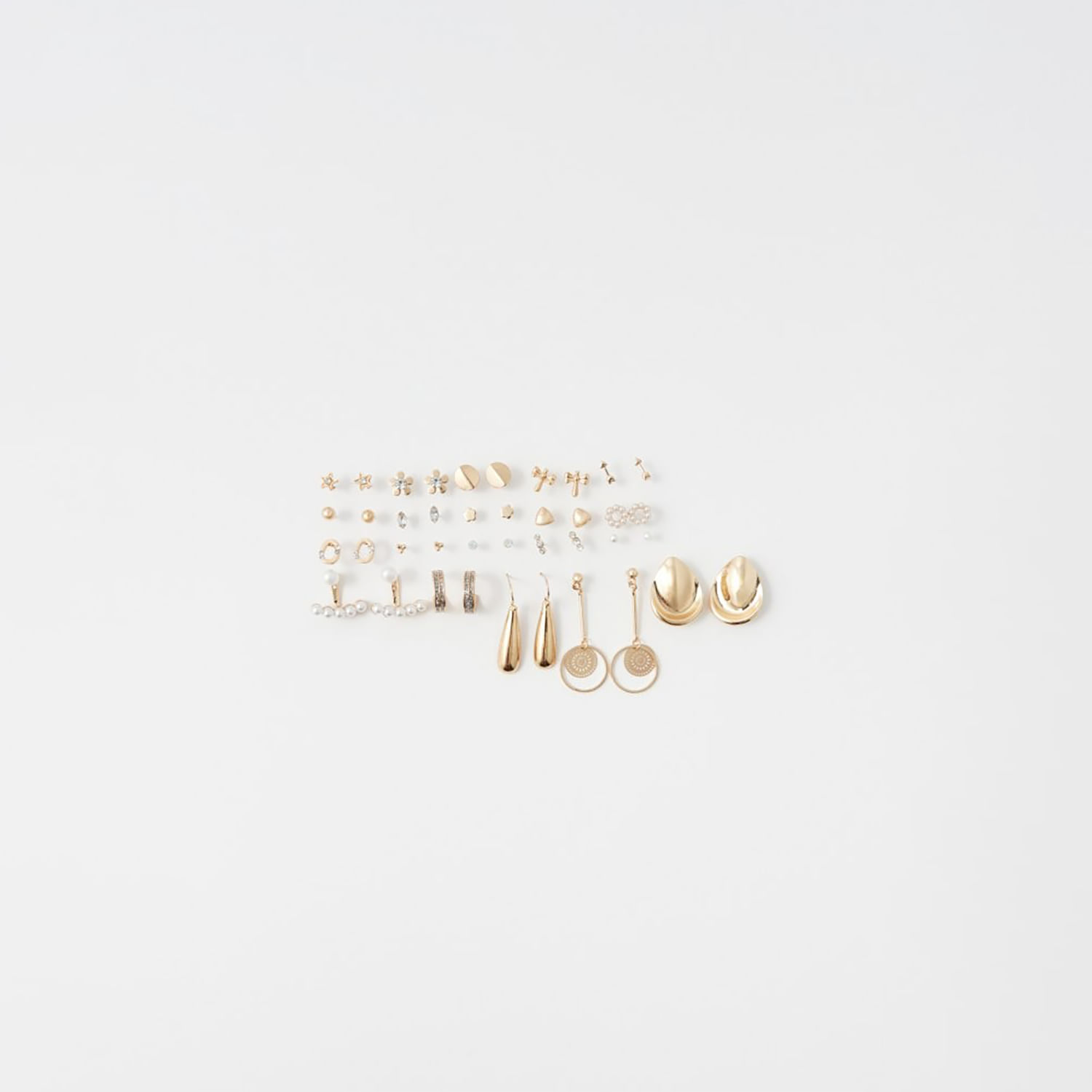 Aretes Mujer Sfera Oval Cadena Pintada Oro