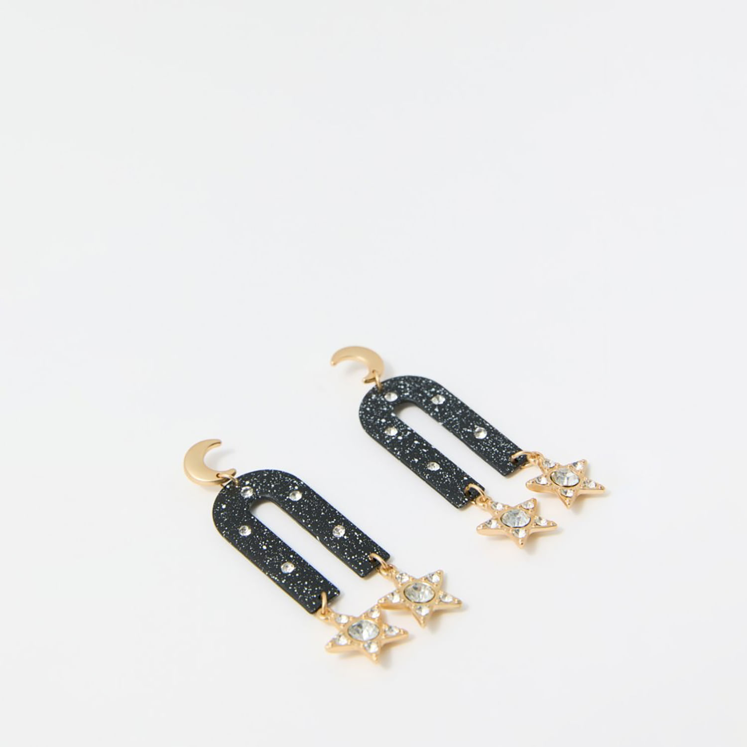 Pendiente Mujer Sfera Pendientes Patitas Estrellas Negro