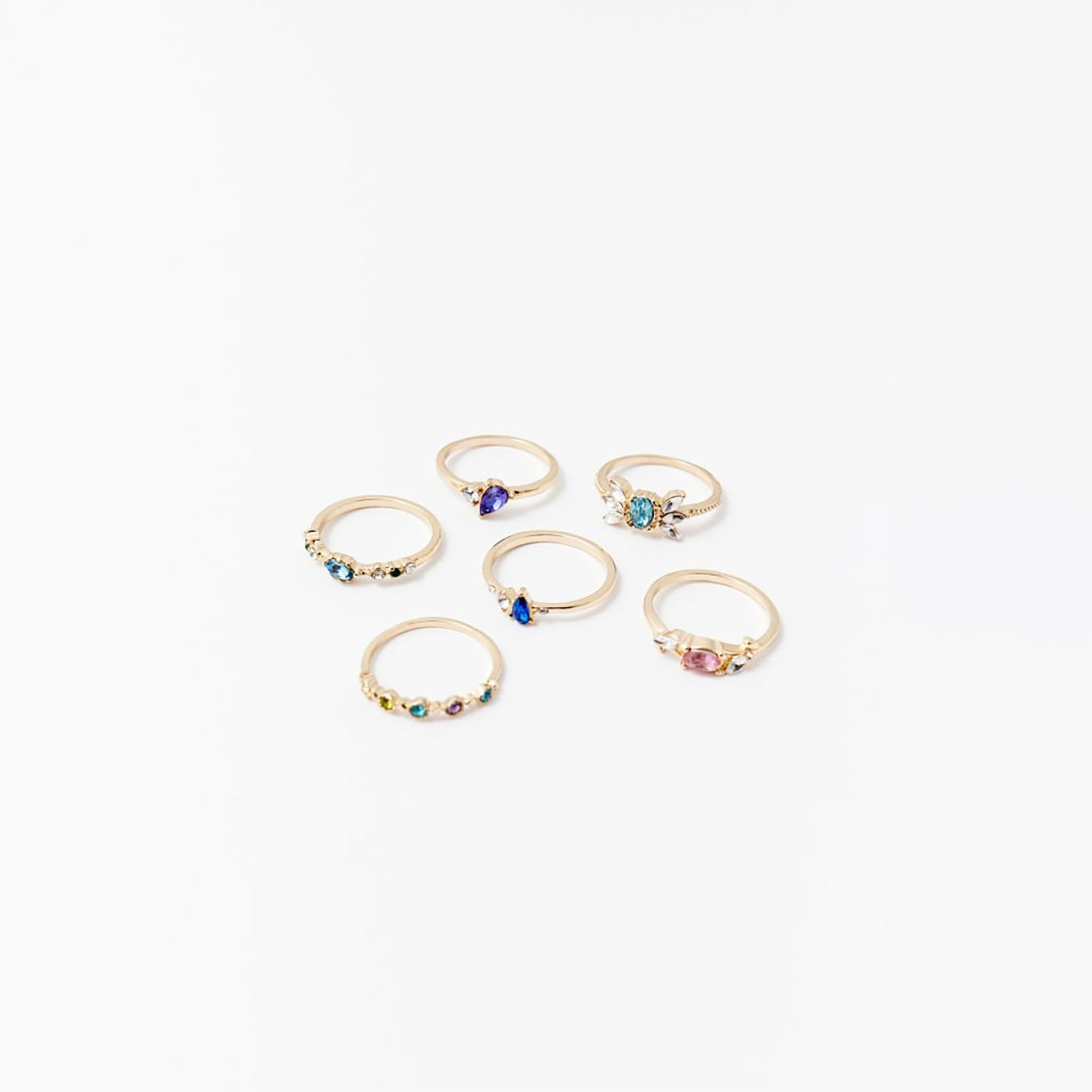 Set Mujer Sfera 6 Anillos Delicados Multicolor