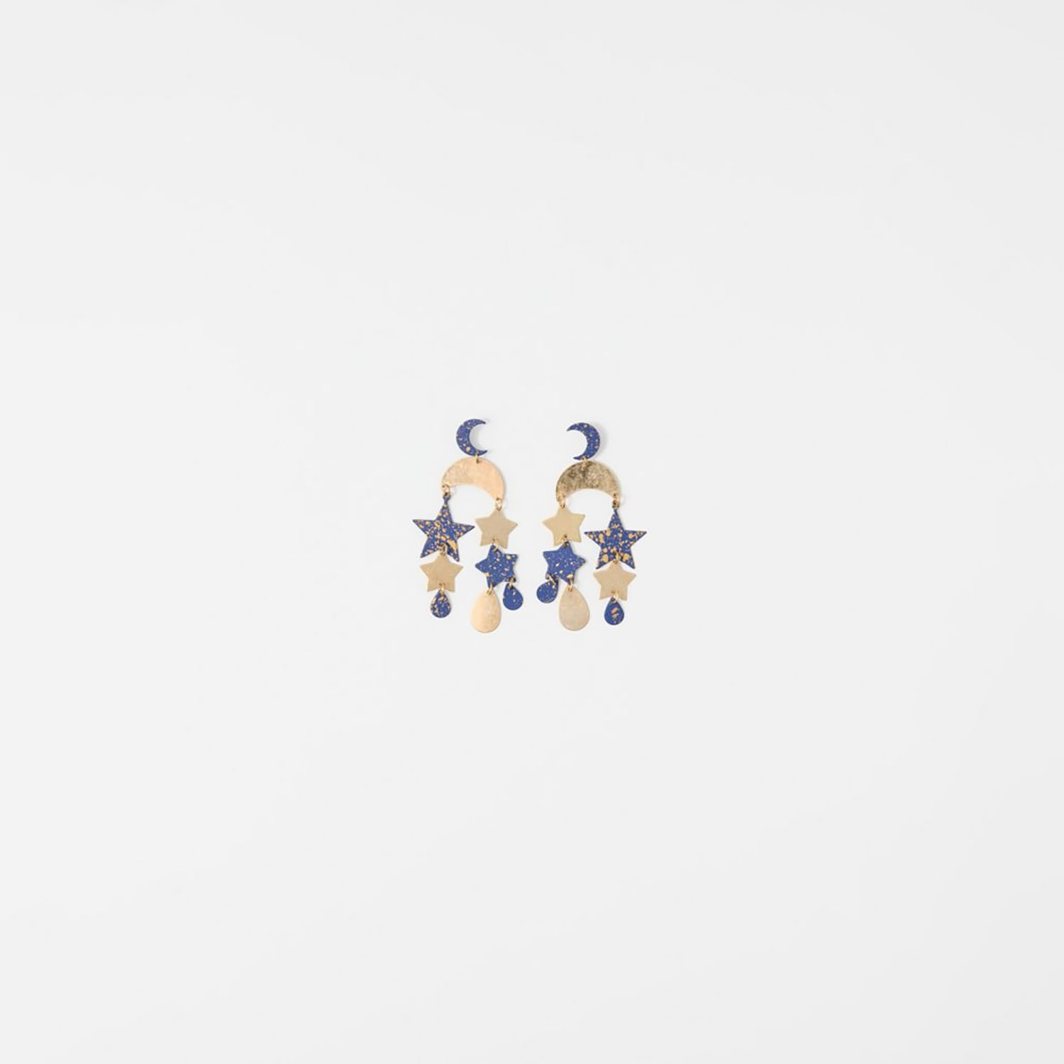 Aretes Mujer Sfera Lagrima Metal Epox Mx Azul Oscuro