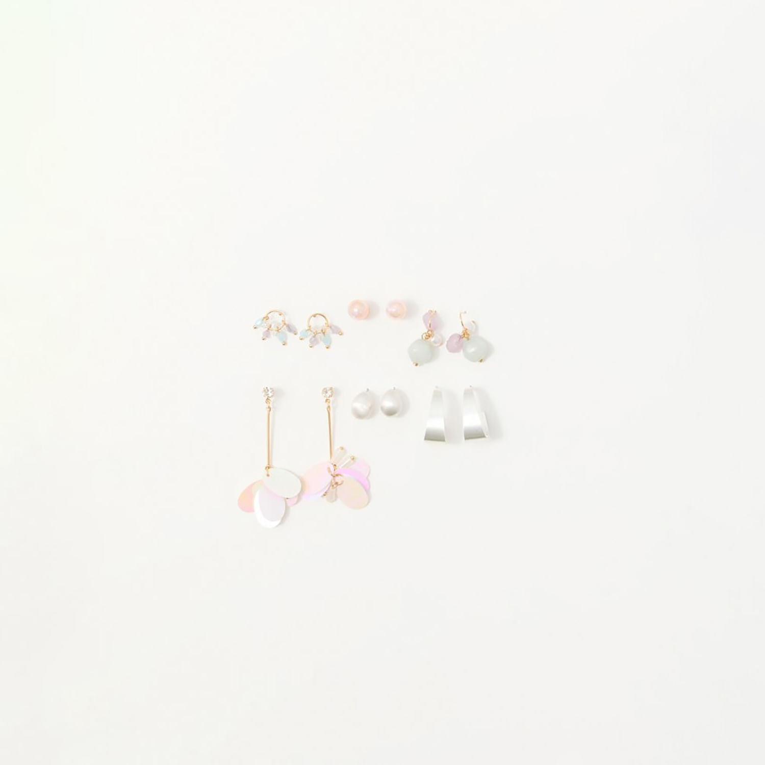 Set Mujer Sfera Dormilona Brillos Colgantes Multicolor