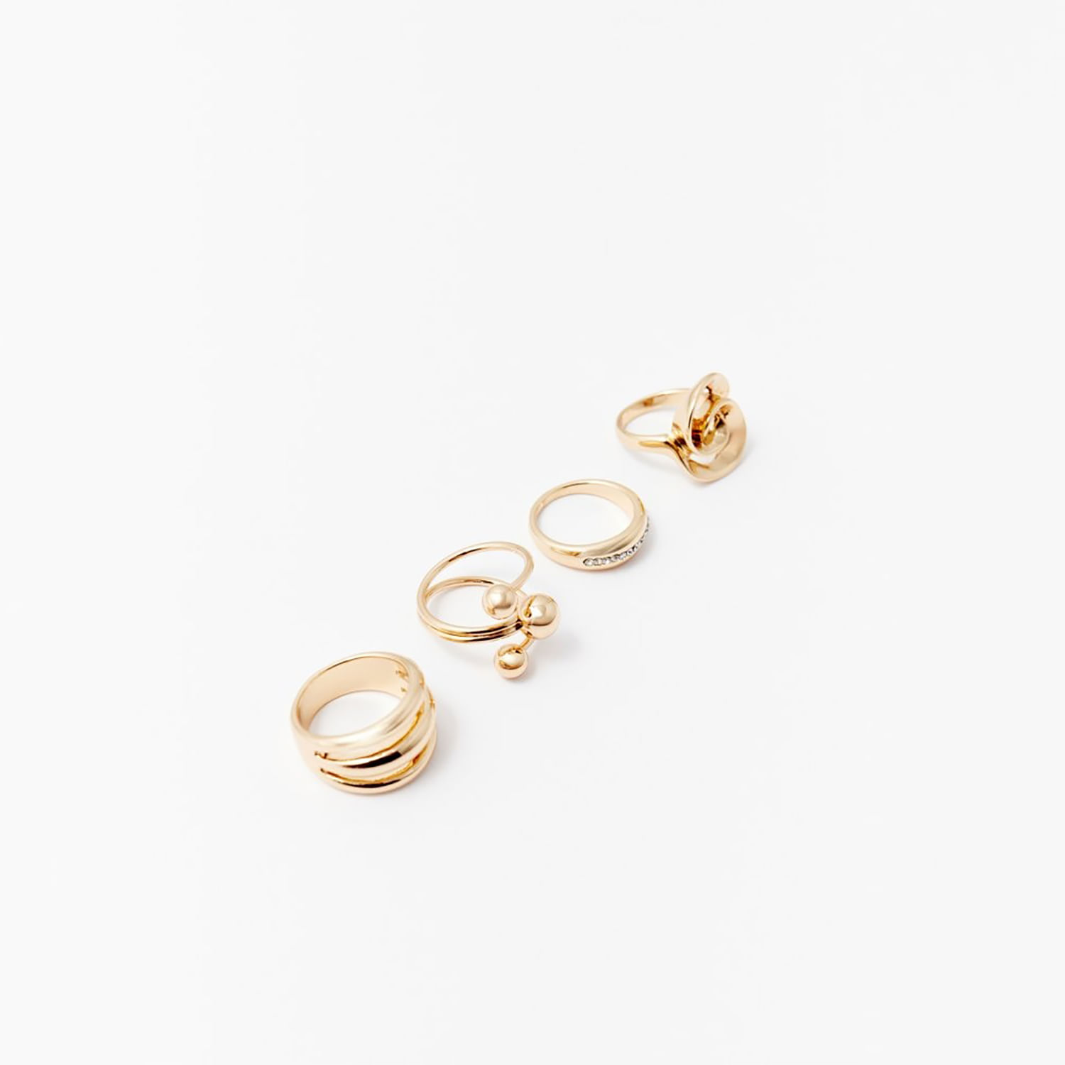 Set Mujer Sfera 4 Anillos Maximetal Oro