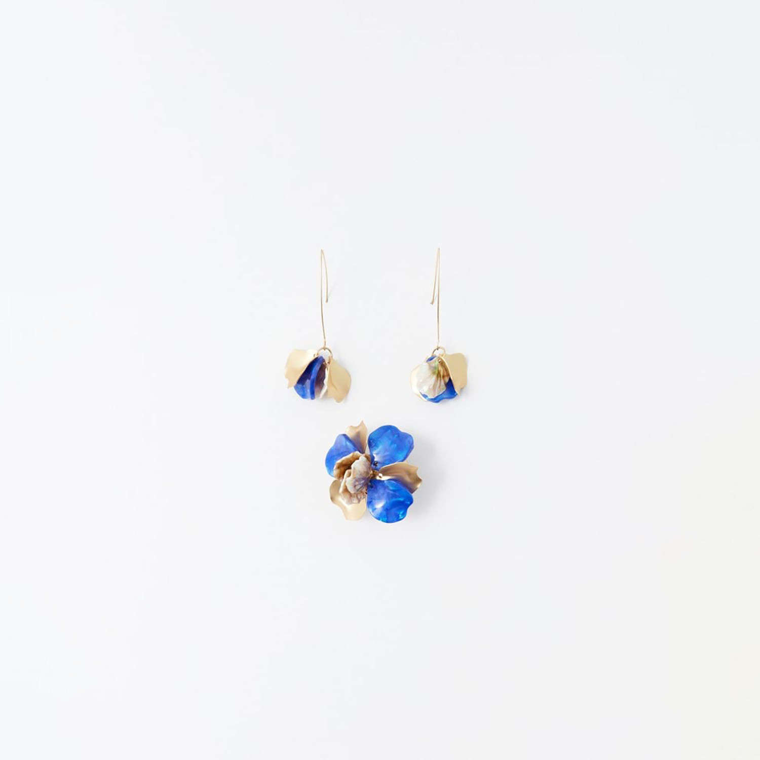 Conjunto Mujer Sfera Pétalos Flor Azul