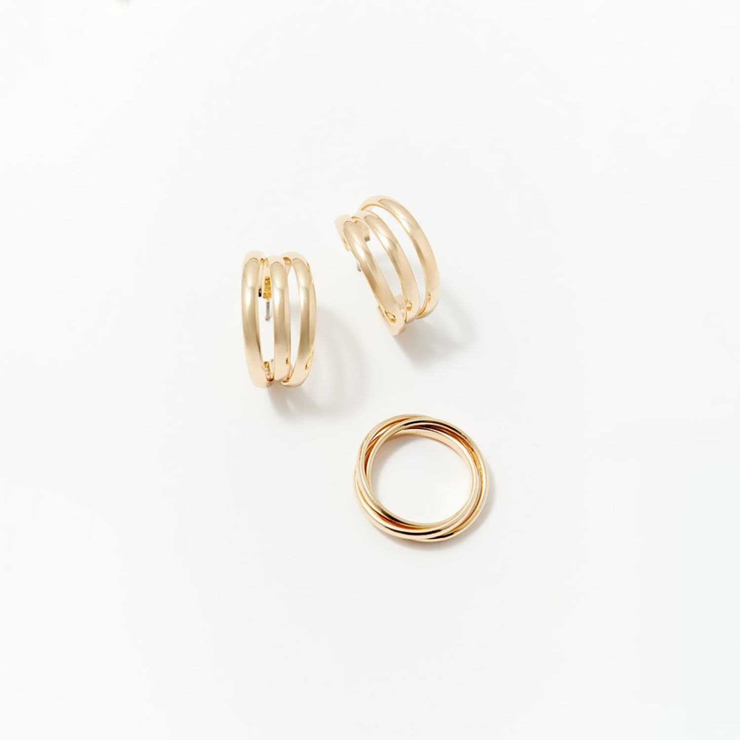 Set Mujer Sfera Aros Triple Oro