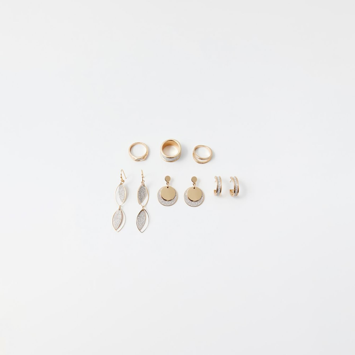 Set Mujer Sfera Pendientes Purpurina Oro