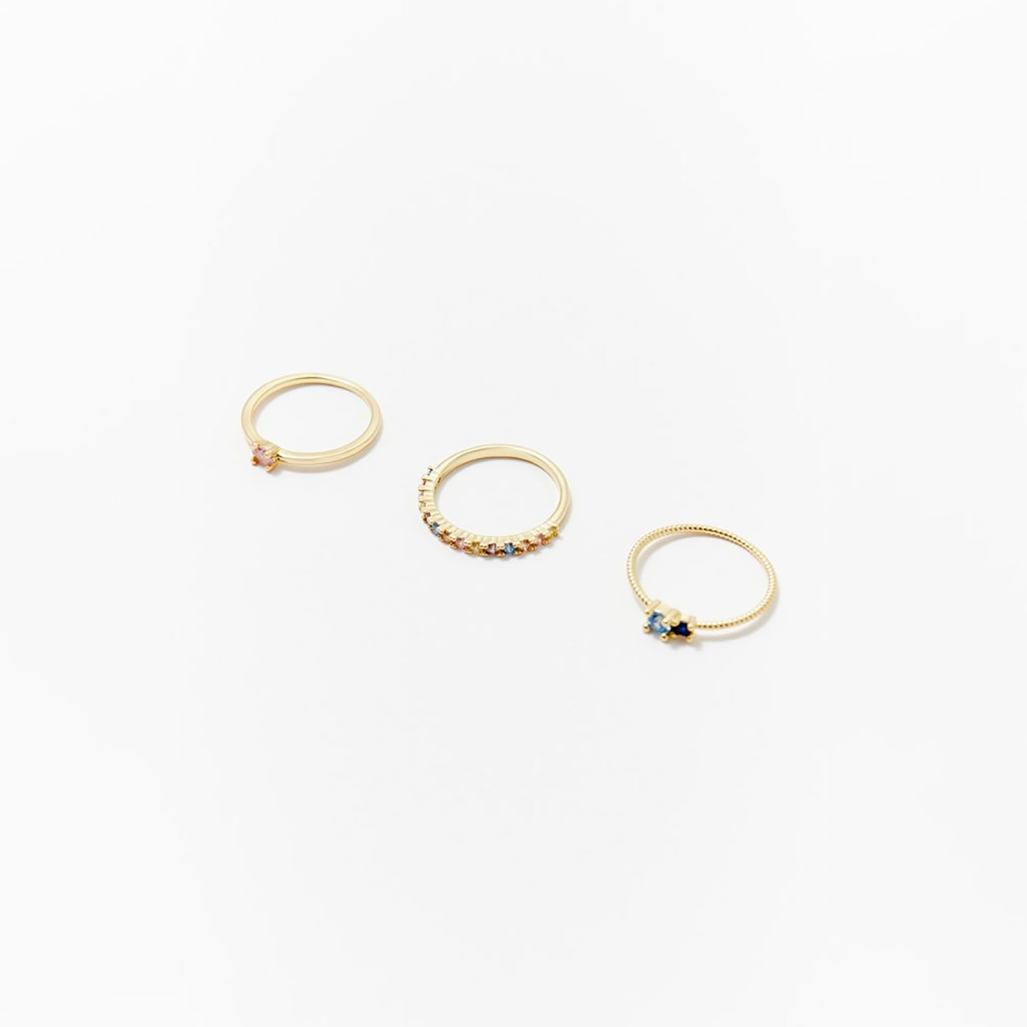 Set Mujer Sfera 3 Anillos Delicados Pq Oro